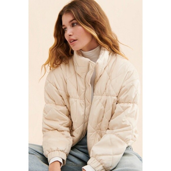 NWT-Sadie & Sage x Anthropologie -Cosmic Quilted Velvet Jacket Cream/Ivory-Small - Picture 4 of 11